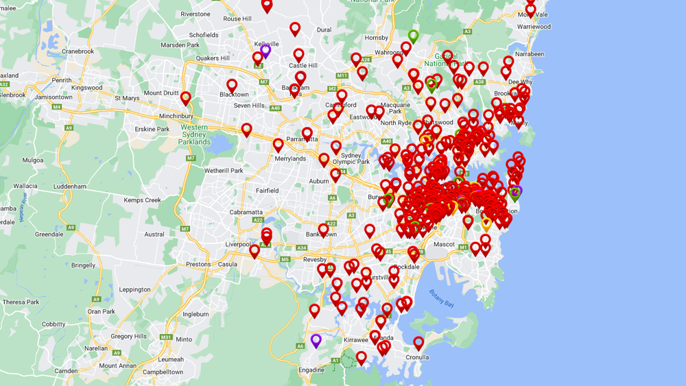 sydney Customer area map